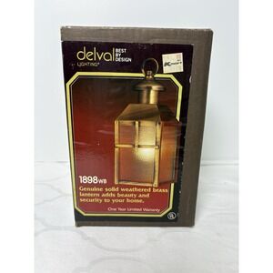Vintage delval Solid Weathered Brass Lantern Light 1898WB Genuine NOS Outdoor